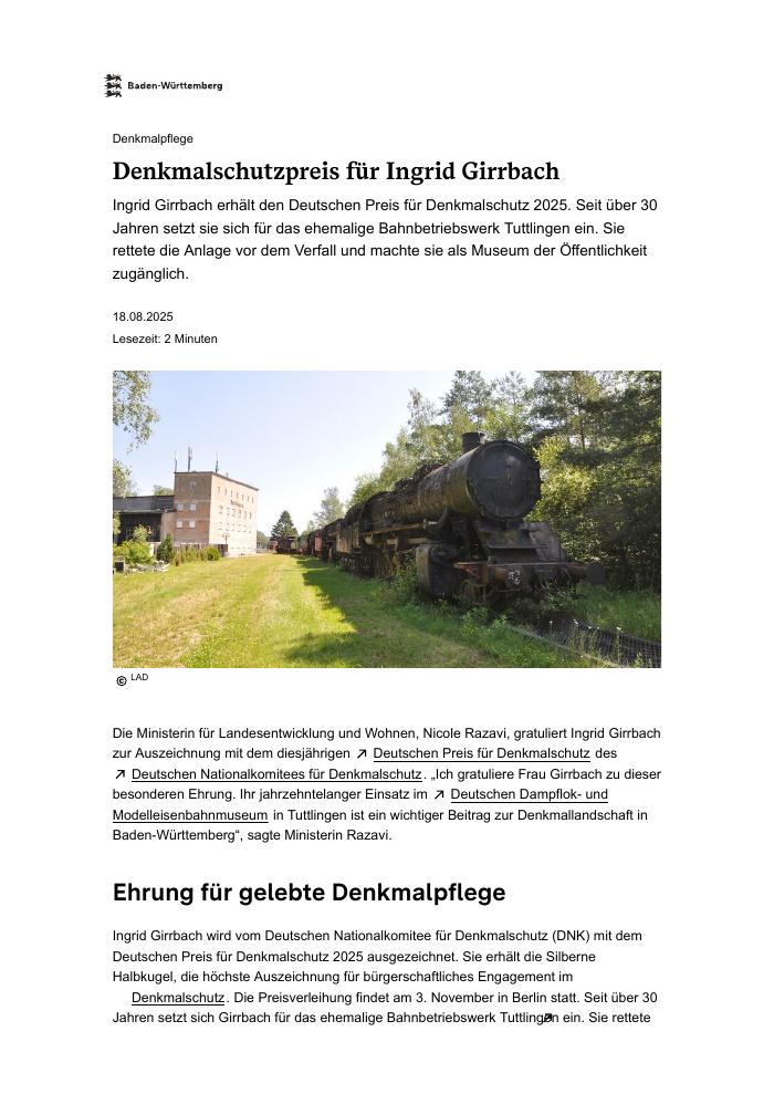 Bericht Denkmalpflege